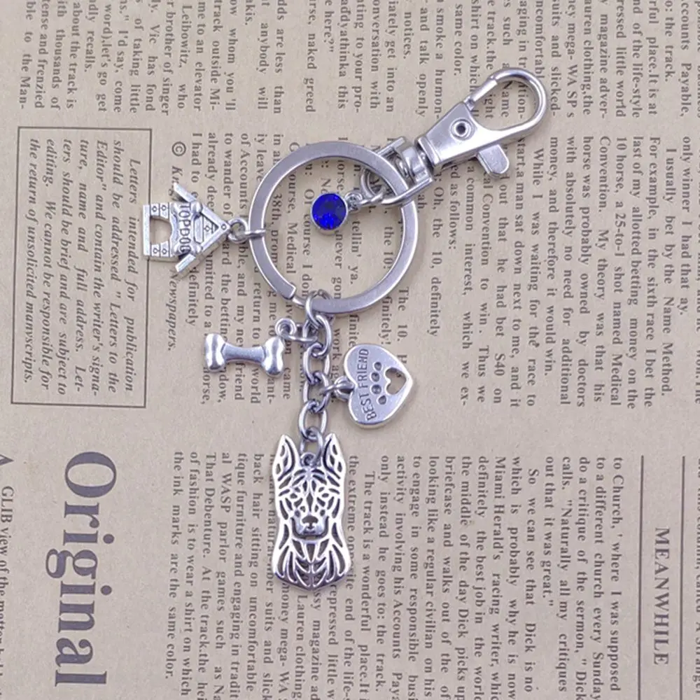 Уникальный брелок с ключами Dutch Sheherd Dog Animal Cheap Moon Style Super Unique Keychain Key Ring Pet Tassels Antique Bohemian Women Men Jewelry K196