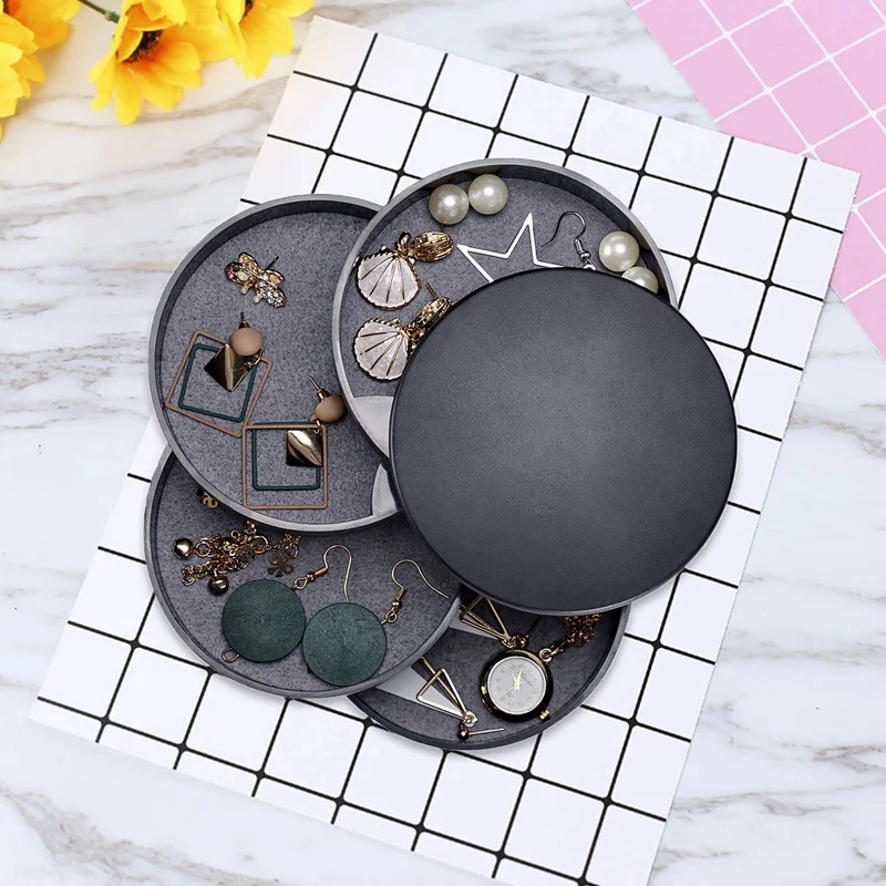 4 круглый Ланч-бокс для ювелирных украшений шкатулка башня кольца серьги ящик