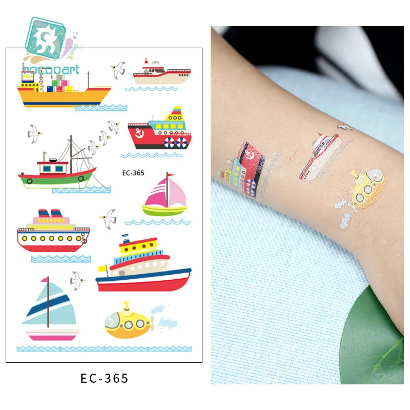 EC-365 Rocooart, мультяшная татуировка для детей, милый воздушный шар, экскаватор, поддельная татуировка, Детское тату, боди-арт, водостойкая временная татуировка, наклейка - Цвет: EC-365