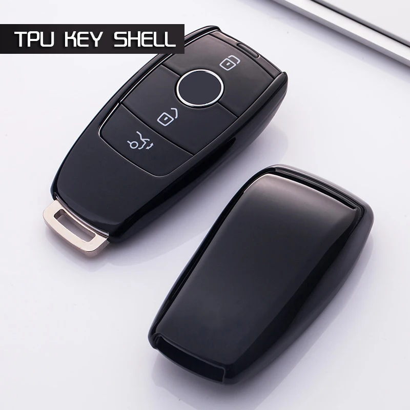 

Soft TPU Car Key Cover Case Bag Shell Holder Skin for Mercedes Benz 2016 2017 E Class Remote keyless 3 Buttons Smart Car key