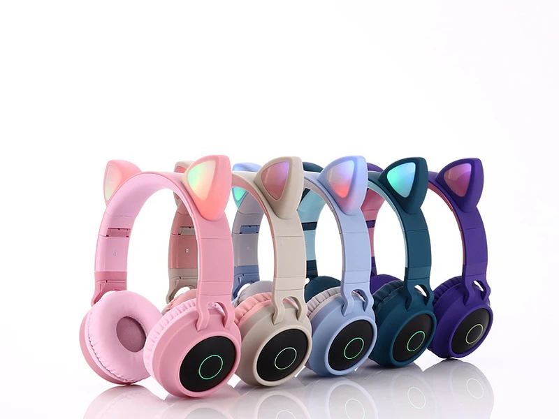 YITEK, новинка, Bluetooth, стерео, кошачьи наушники, мигающие, светящиеся, детские наушники, игровая гарнитура, наушники, поддержка TF карты с микрофоном