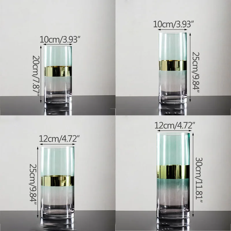 

Colorful Glass Vase Flower Arrangement Home Decoration Artware Living Room Display Hydroponics Plants Holder Container Ornaments