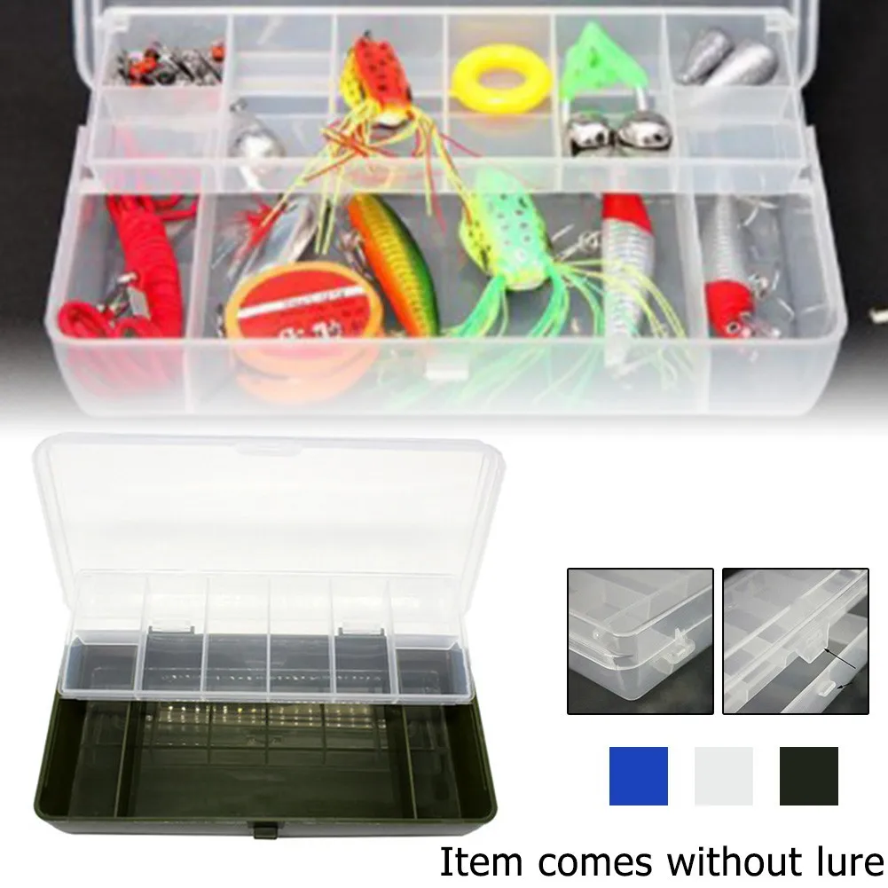 

Double Layer Plastic Fishing Box Bait Compartments Storage Case Lure Bait Hooks Lead Sinker Tackle Tool Container For Carp Fish