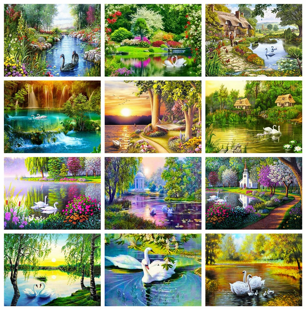 

HUACAN 5D Diamond Painting Swan Decor For Home Full Square Diamond Embroidery Mosaic Animal Craft Kit