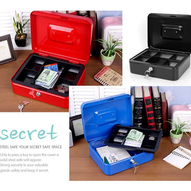 Запираемый ящик для наличных денег портативный Сейф с 2 ключами замком хранения