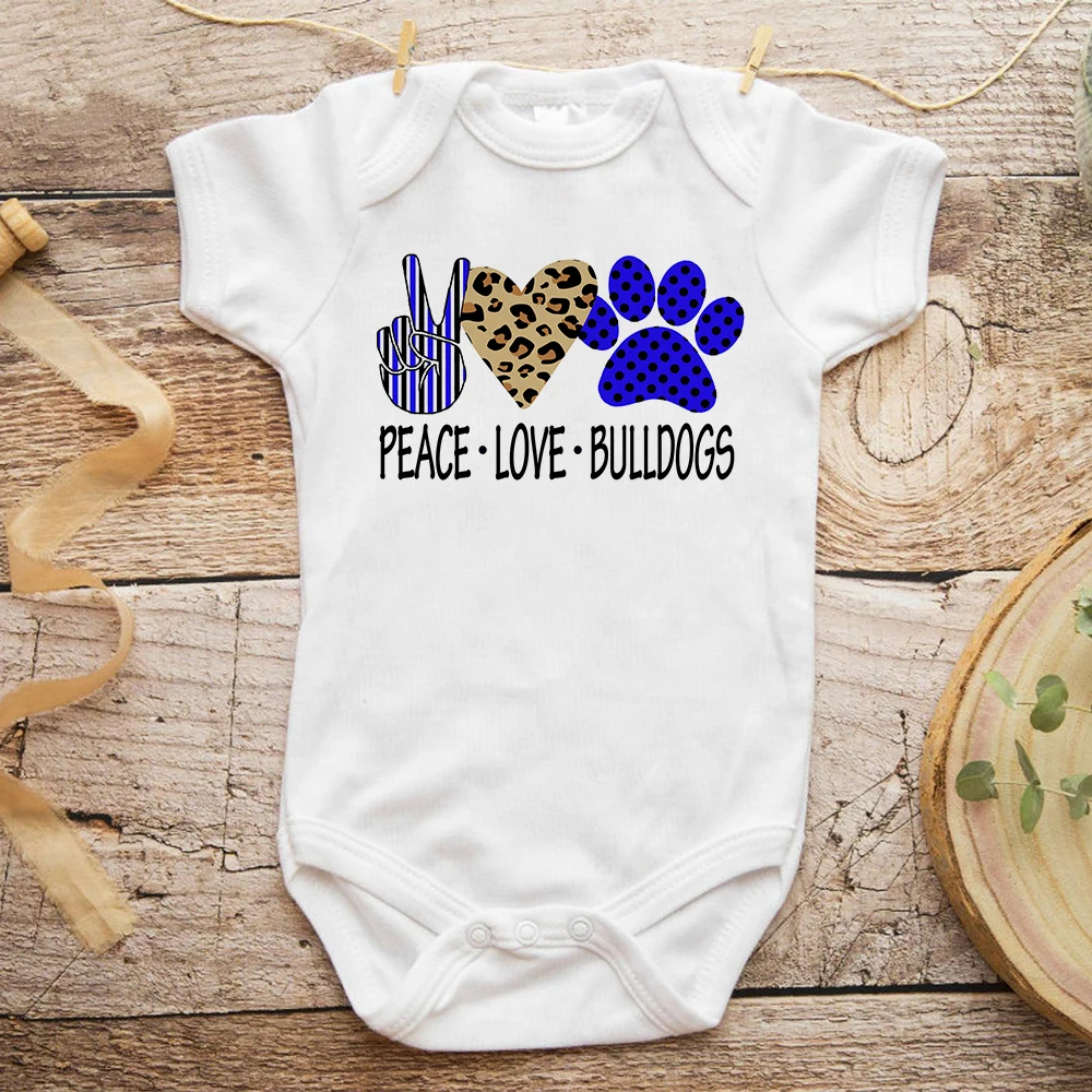 

Детский комбинезон в стиле панк, милая одежда в стиле хип-хоп для младенцев с надписью «Love Bulldogs», уличная одежда