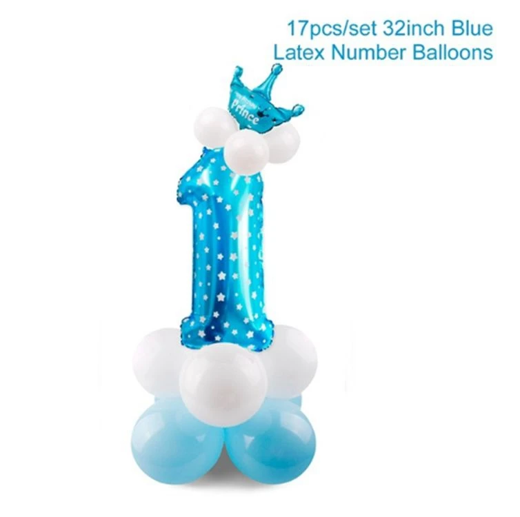 blue balloon set PATIMATE 1st на день рождения первого мальчик гирлянда для маленьких девочек один год рождения баннер с днем День рождения Декор для дома я один овсянка - Цвет: blue balloon set