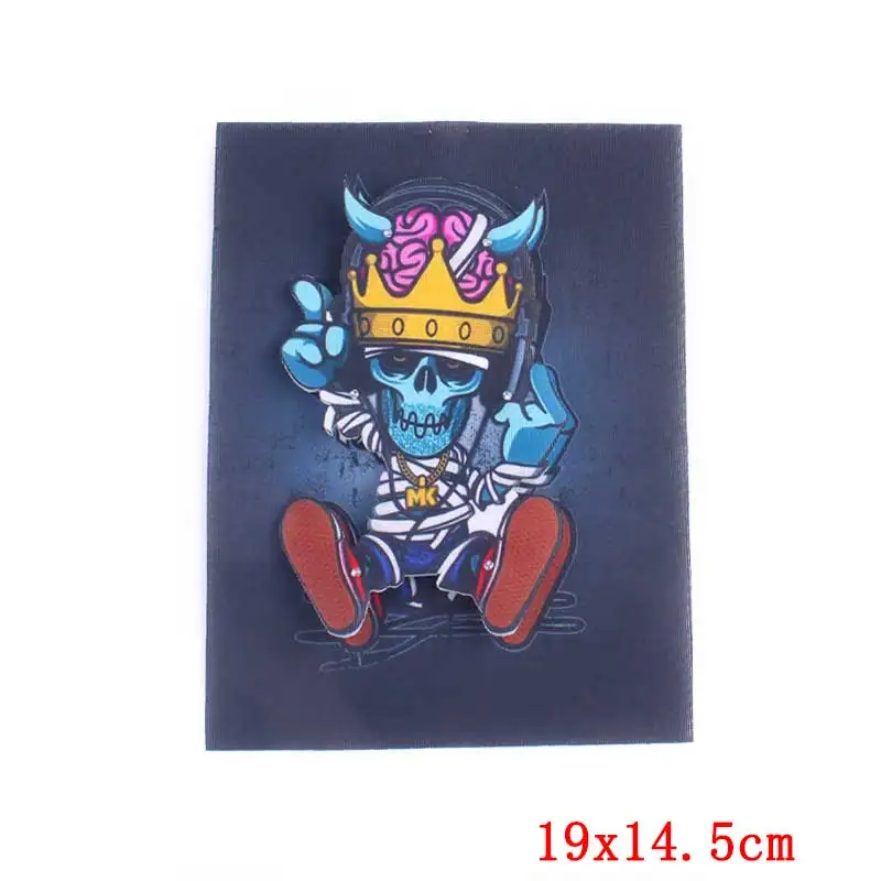 Pulaqi Punk Skull Patches For Clothing Motorcycle Fashion Men Sew On Cool Stickers Clothes Jacket DIY Appliques | Дом и сад