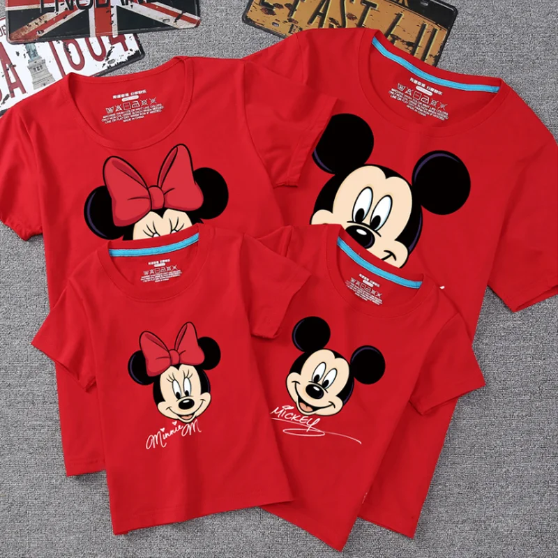 Summer Family Matching Outfits Mommy Daddy Kid Son Baby T-Shirt Shirts Family Clothes Child Mickey Minnie Tops Photography