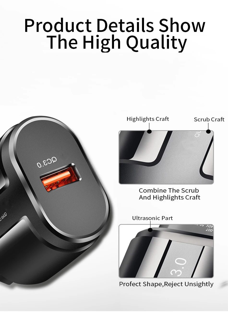 Зарядное устройство USB QC 3 0 18 Вт для Samsung A50 iPhone Xr 11 8 7 Xiaomi Huawei|Зарядные устройства