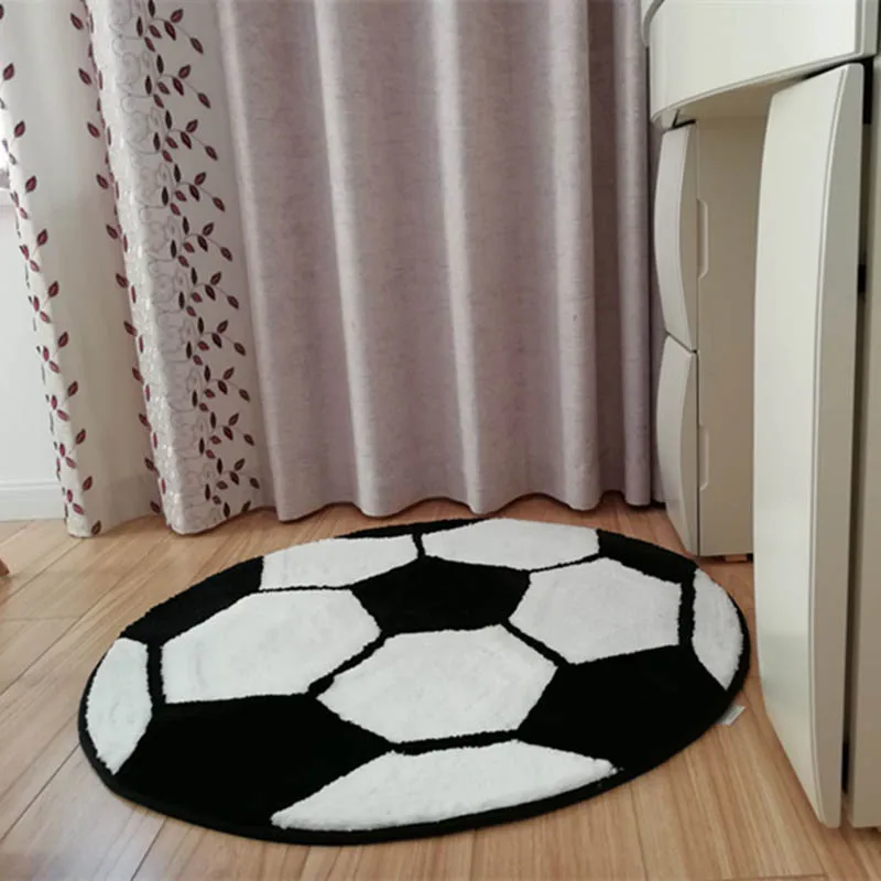 Shaggy Plush Rugs Cartoon Basketball Round Carpet for Living Room Students Dorm Computer Chair Anti-slip Floor Mat Bedroom Rug | Дом и сад