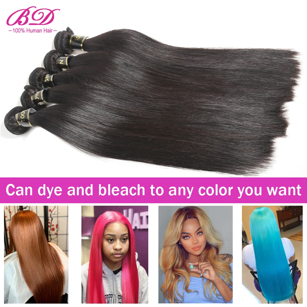 

BD HAIR 10A Grade Unprocessed Brazilian Virgin Hair Straight Human Hair Bundles Cuticle Aligned Raw Straight Natural Color