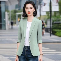 elegant green half sleeve formal blazers jackets coat for women business work wear professsional half sleeve outwear tops blaser