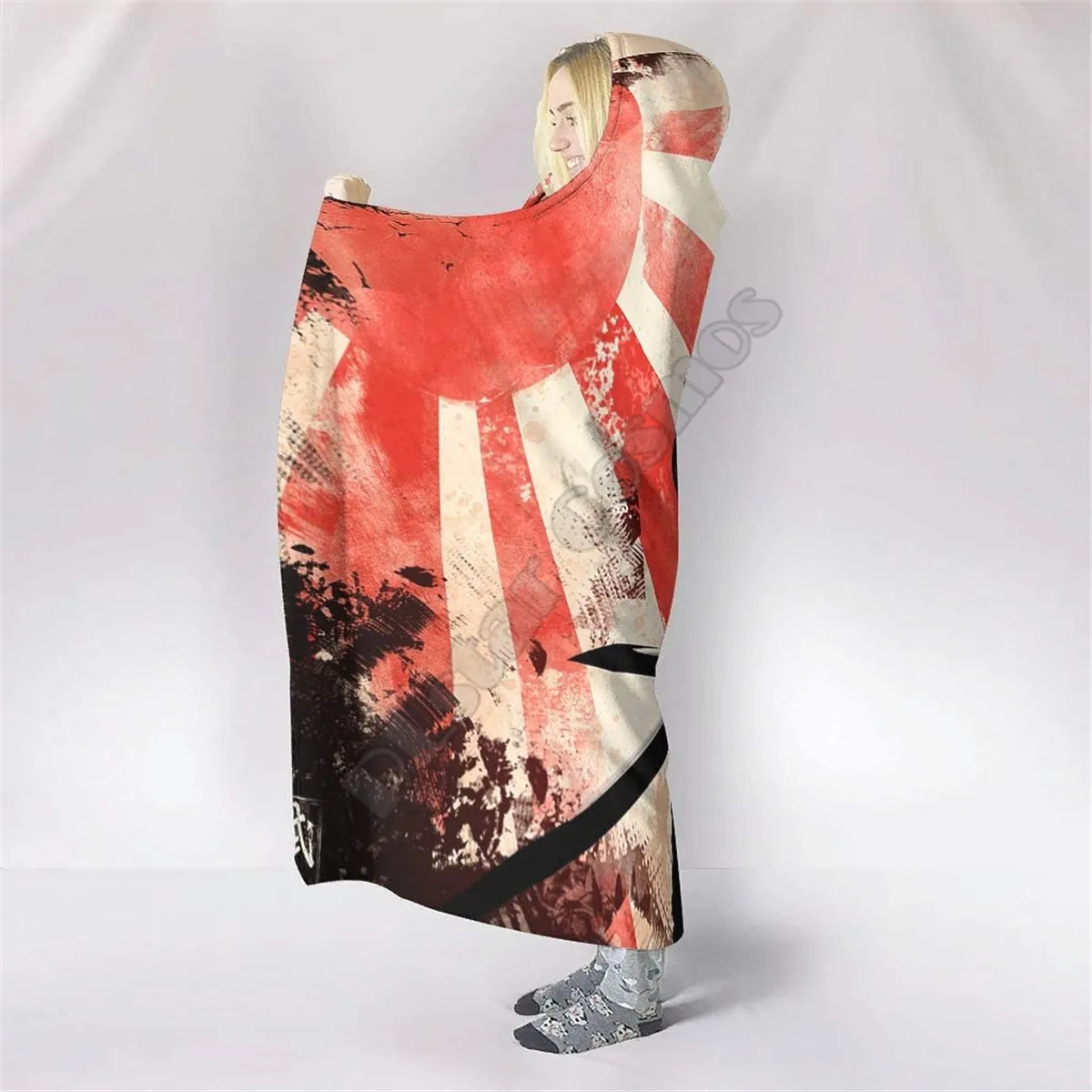 

Ninja Warrior Soft Plush 3d printed Hooded Blanket Adult child Sherpa Fleece Wearable Blanket Microfiber Bedding Drop Shipping