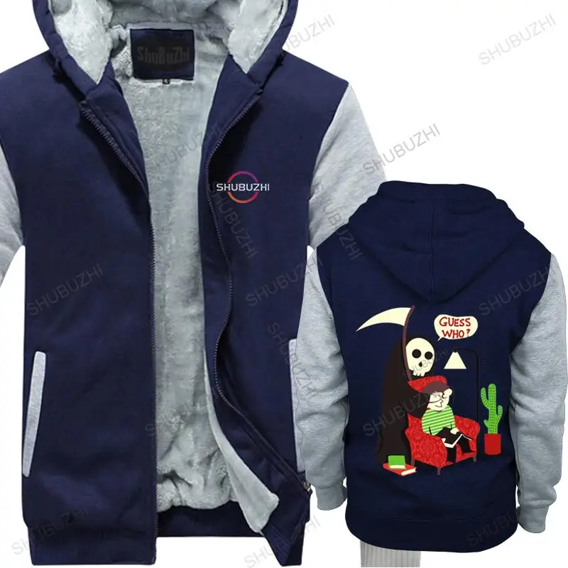 

man fall winter thick hoody black zipper funny grim reaper men's outwear fleece casual hoodies brand sweatshirt drop shipping
