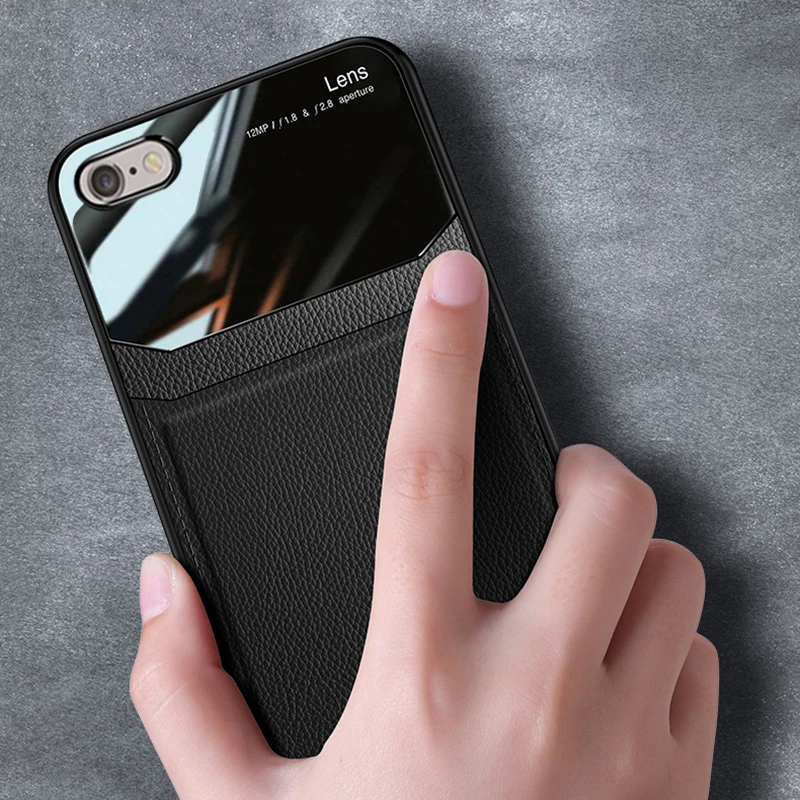I coque, чехол, чехол, для apple iphone 6 6s s iphone6 plus 6 plus на кожаном зеркальном стекле силиконовый ударопрочный телефон милые чехлы