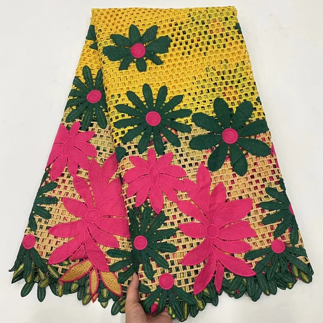 

2021 Classic Elegant African Eembroidery Heavy Guipure Cord Fabric Nigerian Celebration Lace For Party Dress NN335_X