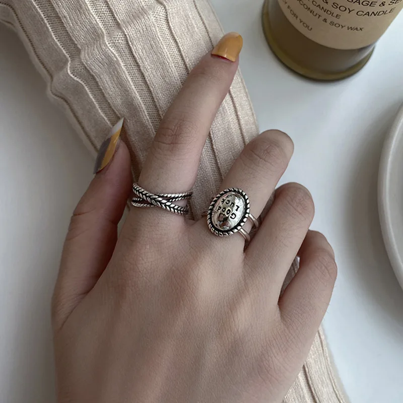 

MrZMsZ Classic Popular Letter Good Luck Rings For Women 2021 Trendy Adjustable Open Ring Fashion Jewelry Gifts Accessories