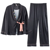 silk womens pajamas set v neck design luxury cross letter print sleepwear like home clothes xxl large size nightwear