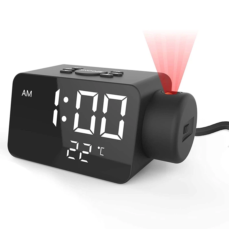 

Projection Digital Alarm Clock,Dual Alarm Clock With USB Charger Port,Display Clocks for Bedroom Snooze Heavy Sleeper