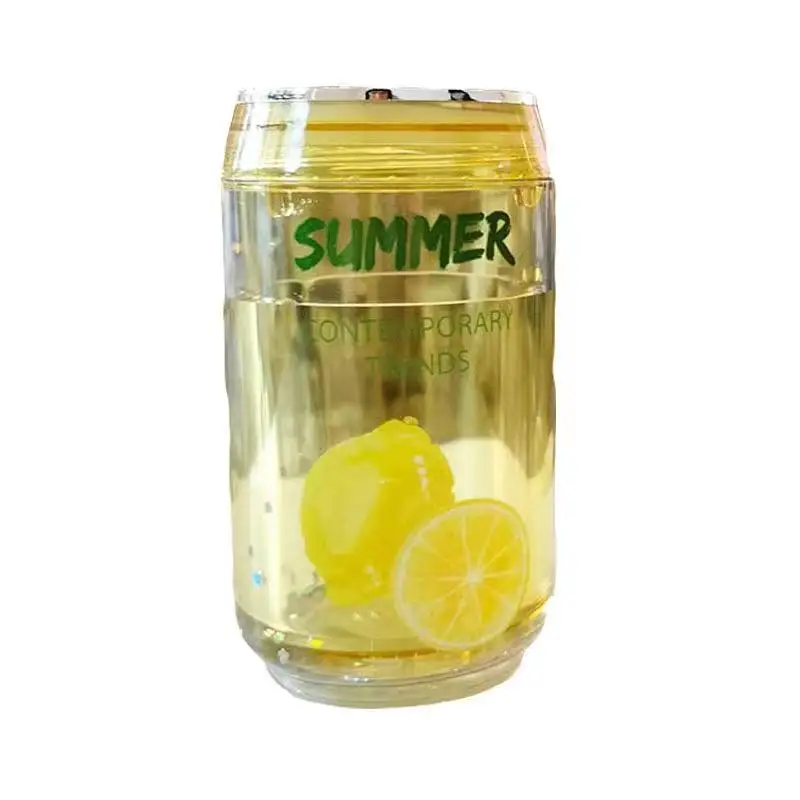 

Cool In Summer Cartoon Fruit Can Water Cup Outdoor Sports Girl Heart Portable Hand Cup Creative Trend High-value Water Cup