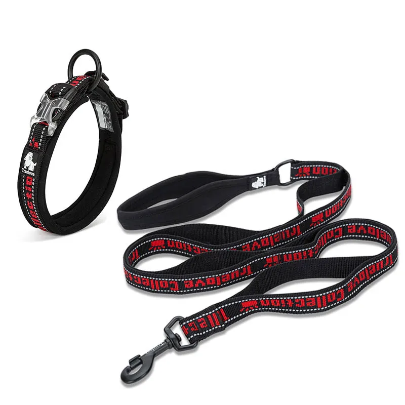 Black-red Truelove, лучшие нейлоновые ошейники и поводки для собак, светоотражающая вышивка для маленьких и больших собак, популярный уникальный мужской и женский щенок - Цвет: Black-red