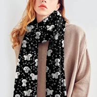 cute bichon frise 3d printed imitation cashmere scarf autumn and winter thickening warm shawl scarf