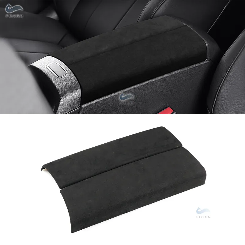 

For Mercedes-Benz A B Class GLA GLB ABS + Suede Surface Stowing Tidying Armrest Box Protect Sticker Covers Trim