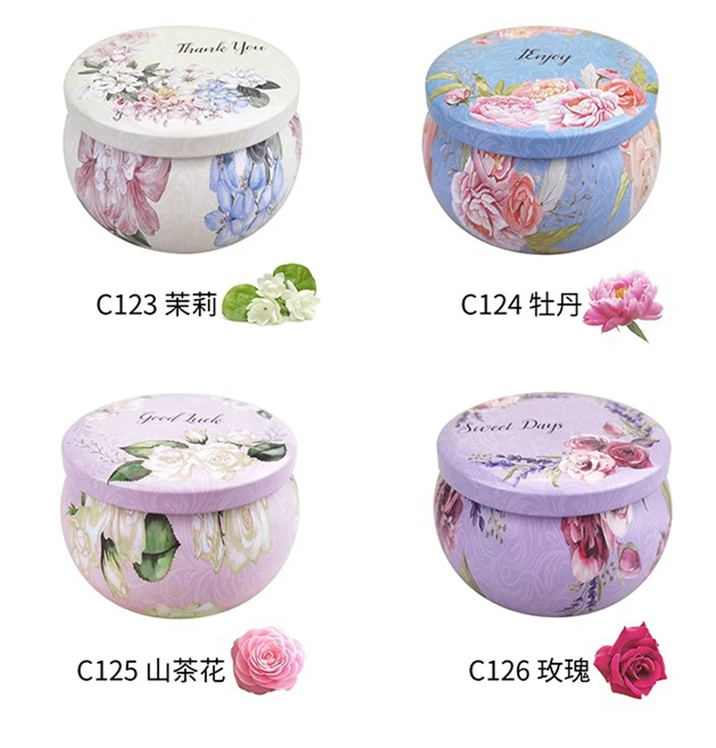 4Pcs Christmas Metal Tin Jars Coffee Tea Spice Candy Jewelry Storage Case Candle Making Containers Decorations Boxes 4.4OZ | Дом и сад