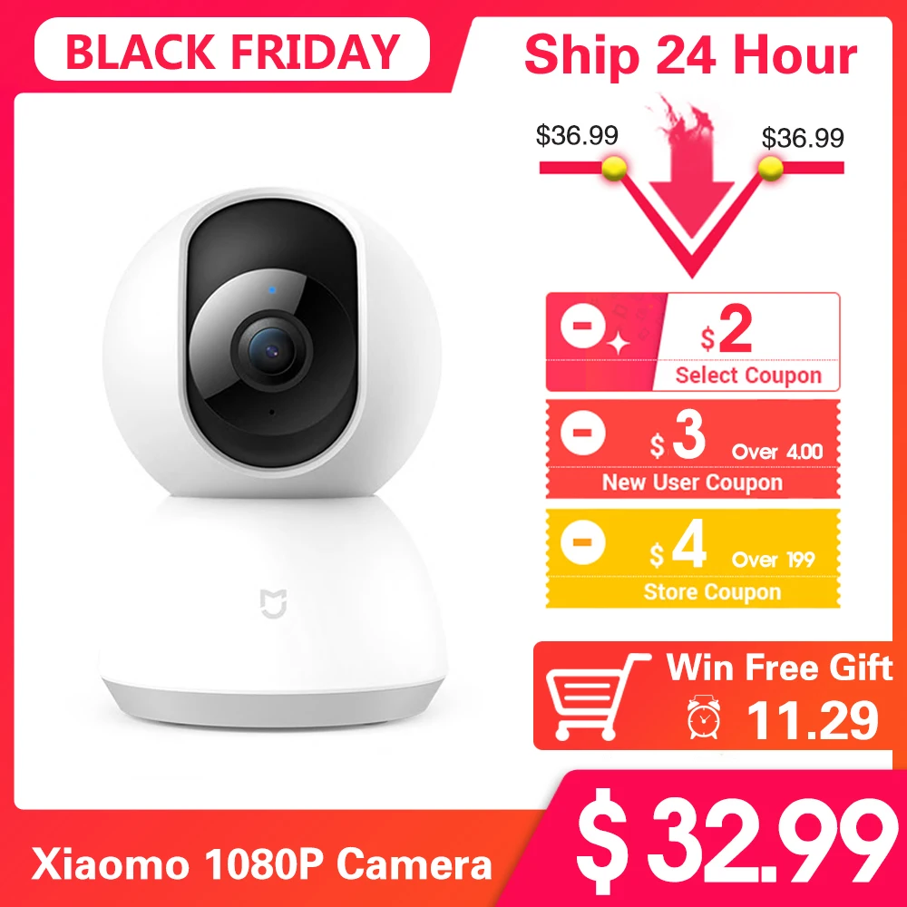 Оригинальные Xiaomi Mijia камеры 1080P Smart IP Cam Веб-камера видеокамера 360 Угол Wi-Fi беспроводной ночного видения AI улучшенное Обнаружение движения