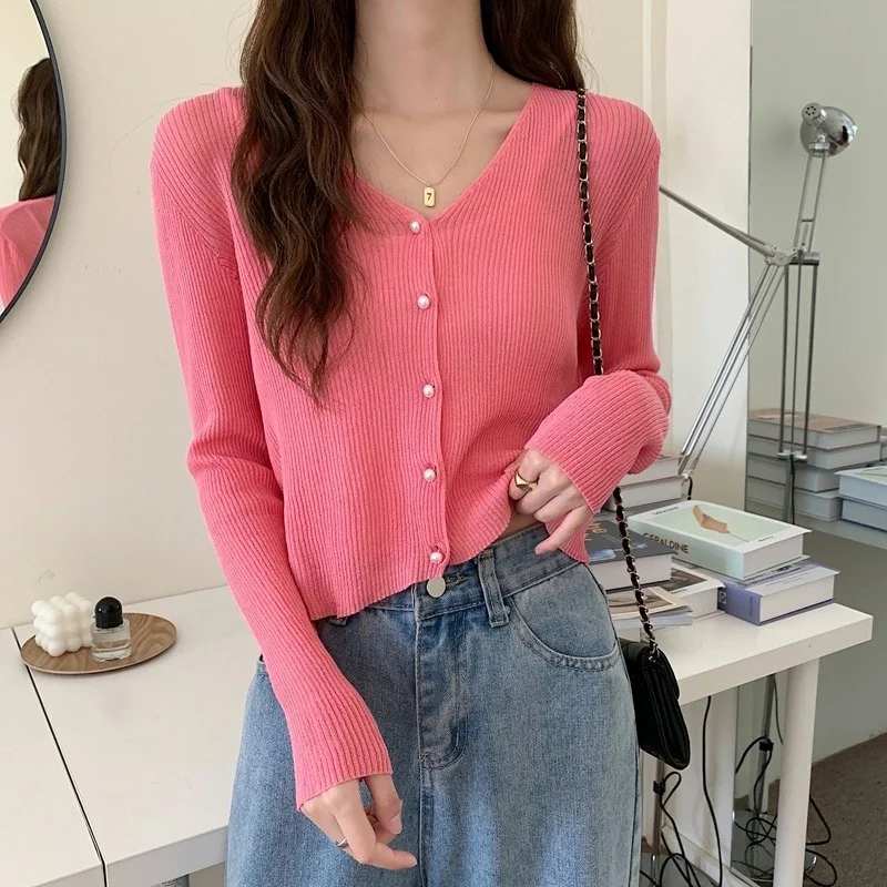 Защитная трикотажная одежда из ледяного шелка Женский Осенний тонкий кардиган