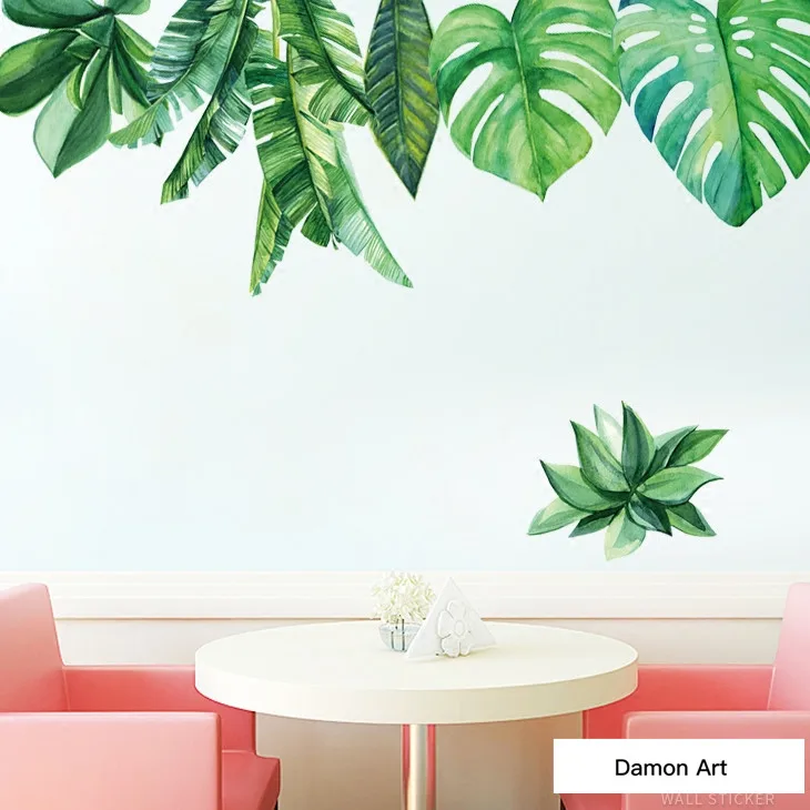 

115*78CM Green leaf Wall Sticker Wall Pictures for Living Room Bedroom Decor Nordic Style poster Nature Room Decoration Wall art
