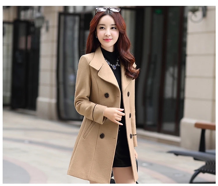 Шерстяное пальто Женская длинная осенняя одежда новая Корейская версия кокона свободное шерстяное пальто двубортное пальто