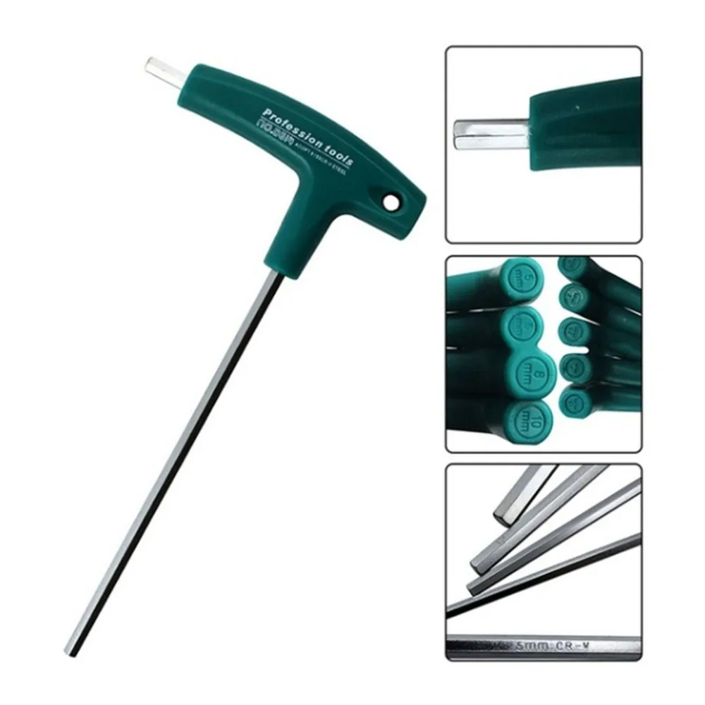 New Arrival T Type Hex Key Allen Wrench Set With Handle Ball For Bike Car Tool Drop Shipping | Спорт и развлечения
