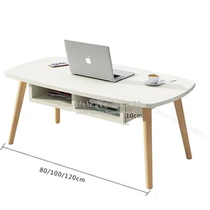 Многофункциональный журнальный столик для гостиной, чайный столик с выдвижным ящиком для квартиры в скандинавском стиле, маленький простой деревянный чайный столик 80100120 см