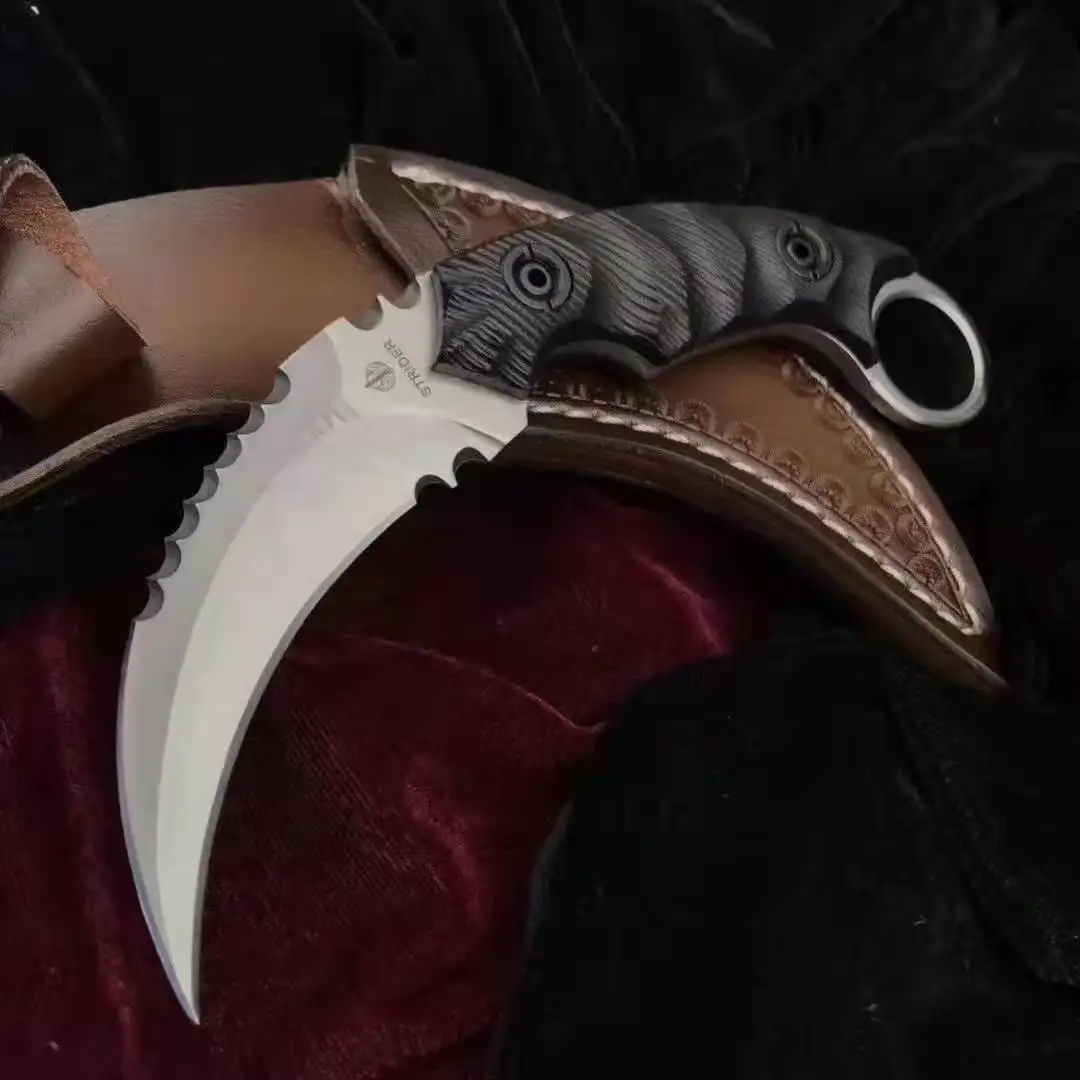 Нож со стальным лезвием Strider Karambit D2 уличный охотничий счетчик с рукояткой G10