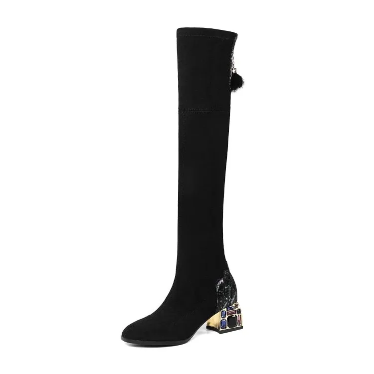 

winter 2020 boots high women's Over knee boots heel elastic boots new thin thick heel boots