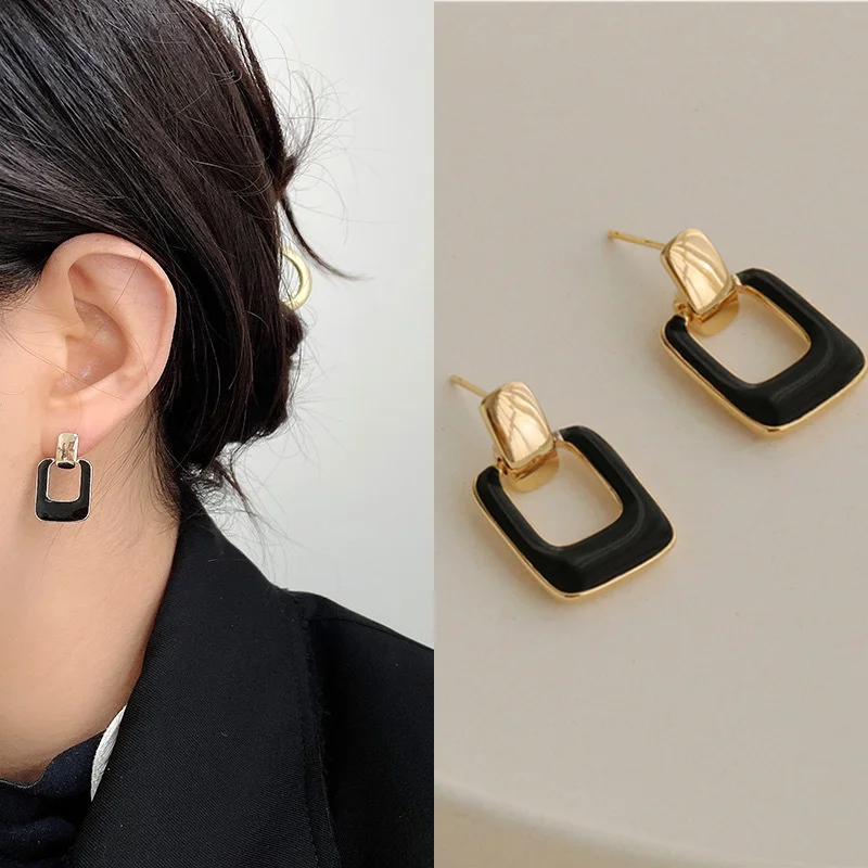 

2021 New S925 Silver Needle Drip Glaze Niche Design Earrings Temperament Simple Earrings Personality wild Earrings Women