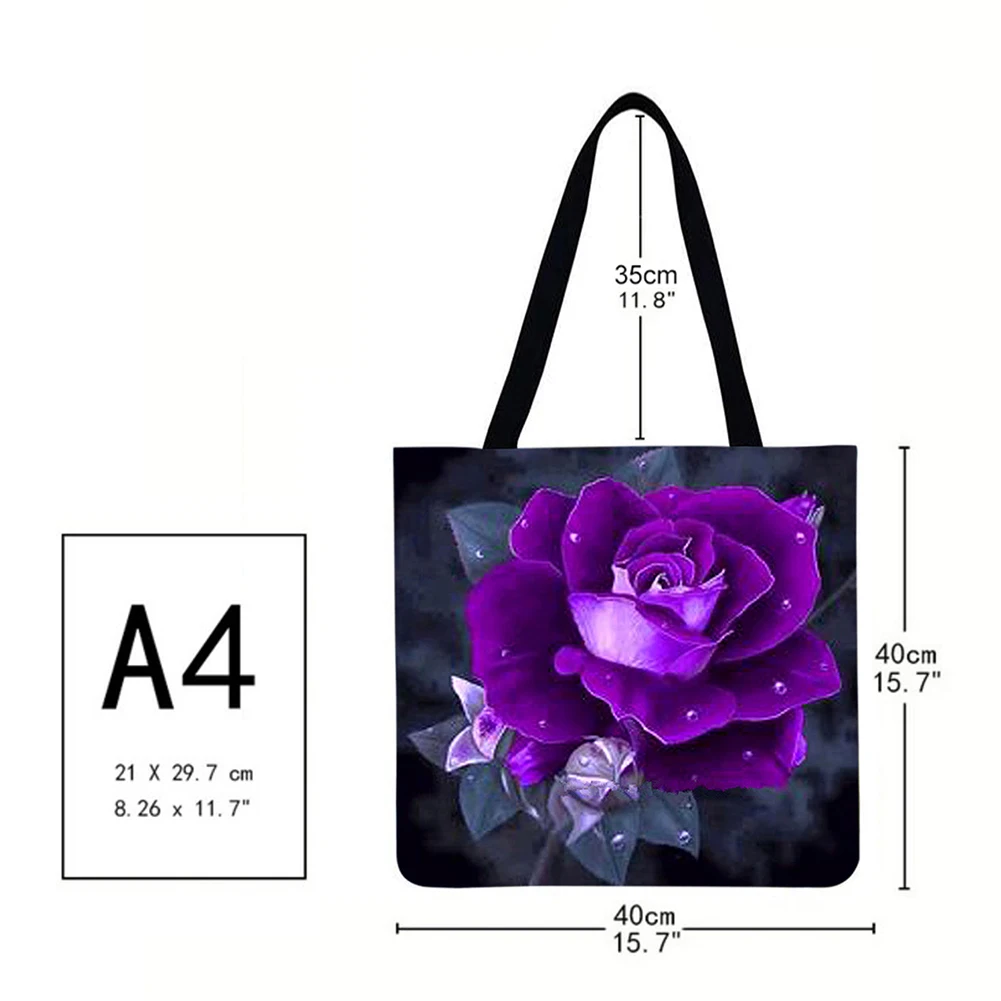 Сумка-шоппер женская с цветочным принтом Модный повседневный льняной