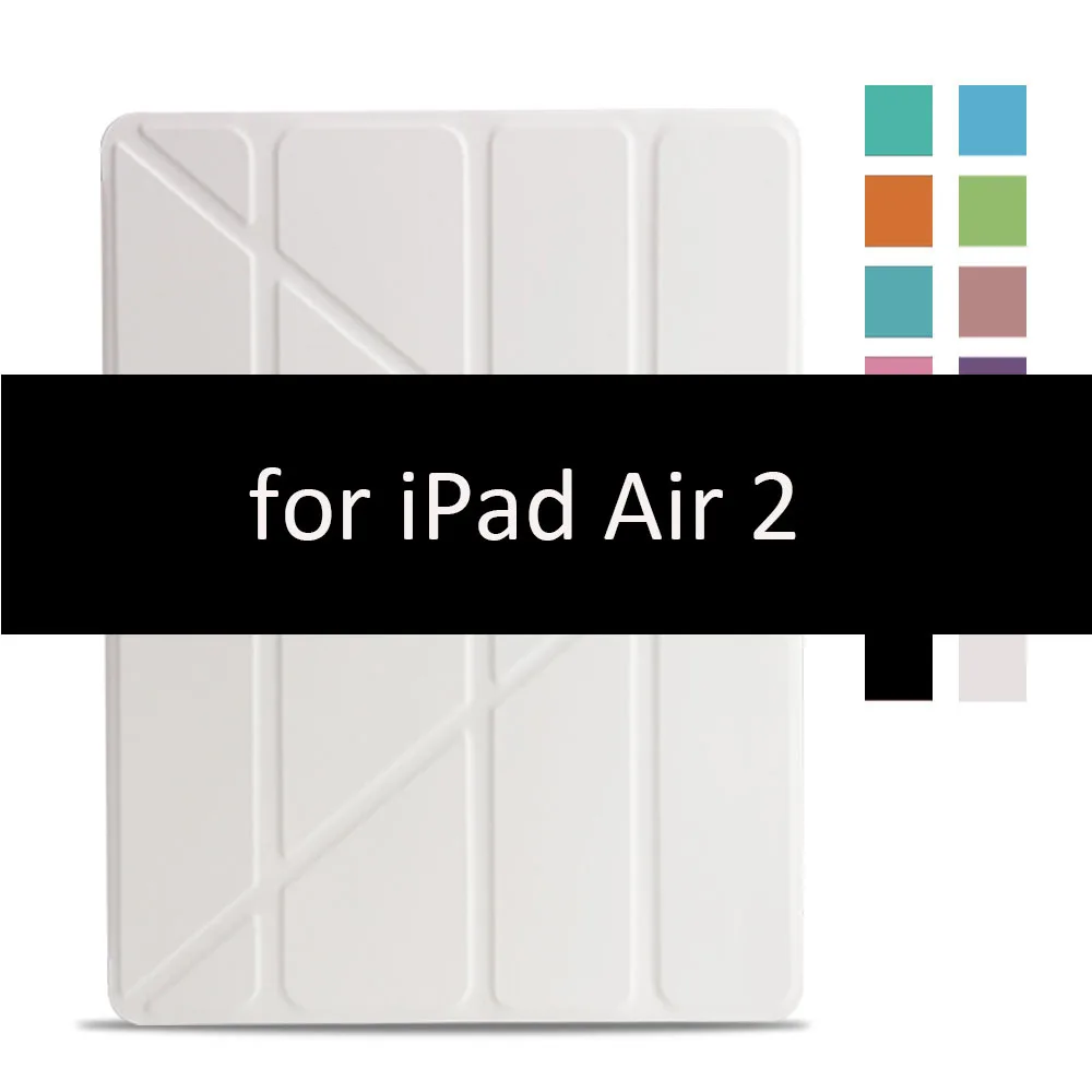 White-2 Чехол для iPad Air 2 1, чехол, из искусственной кожи и ультратонкая задняя крышка из поликарбоната, умный чехол, Магнитный чехол для iPad air 2, A1566, A1567, откидная подставка - Цвет: White-2
