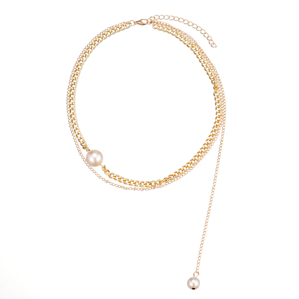 

Fahion Multilayer Pendant Necklace Female Noble Hanging Pearl Necklace For Women Vintage Exquisite Link Chain Jewelry Girl Gift
