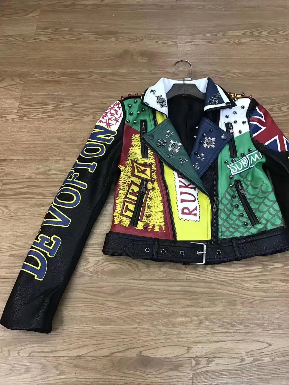 Женская куртка из искусственной кожи с принтом цветные укороченные куртки