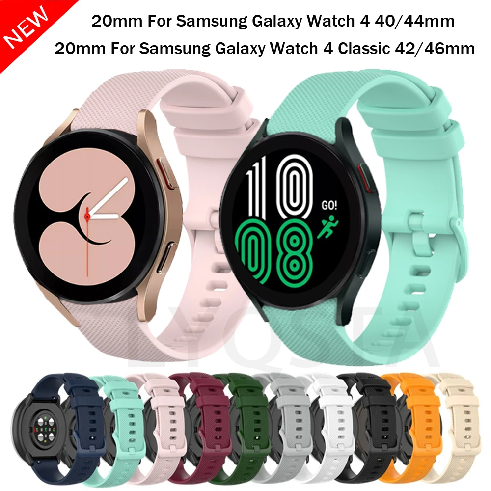 

Ремешок силиконовый для Samsung Galaxy Watch 4 40 мм 44 мм, браслет для Samsung Galaxy Watch 4 Classic 42 мм 46 мм, 20 мм