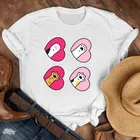 Футболка женская с мультяшным принтом, белый топ с цветным рисунком, модная повседневная майка