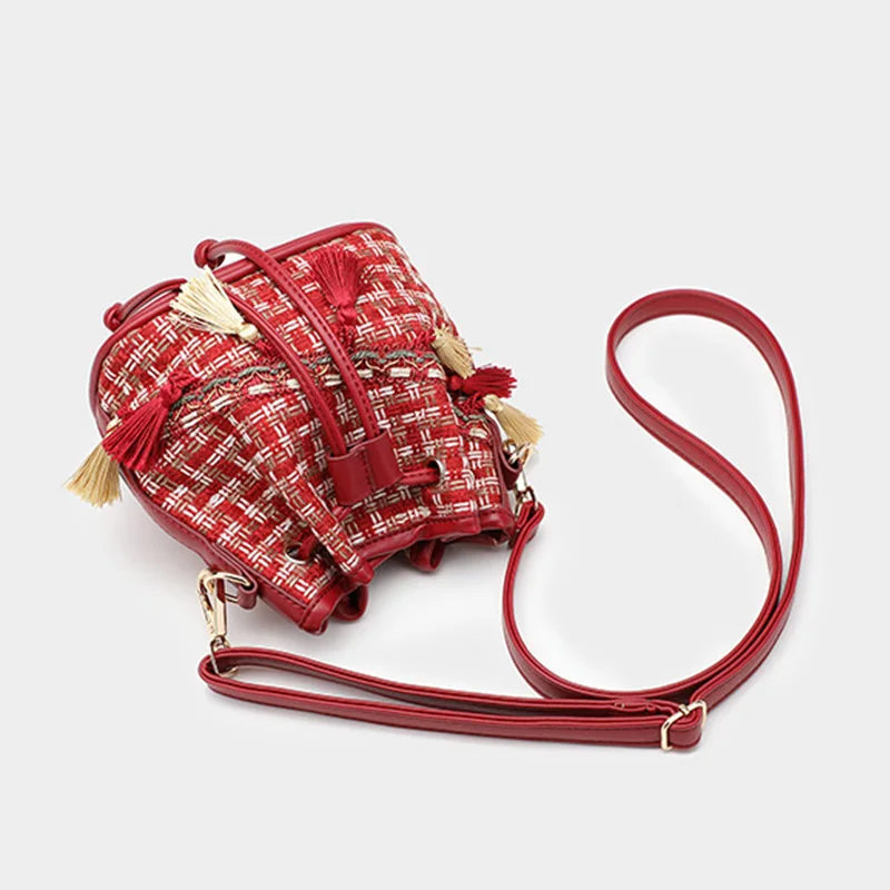 Роскошная Брендовая женская сумка стеганая твидовая деловая модная дамская