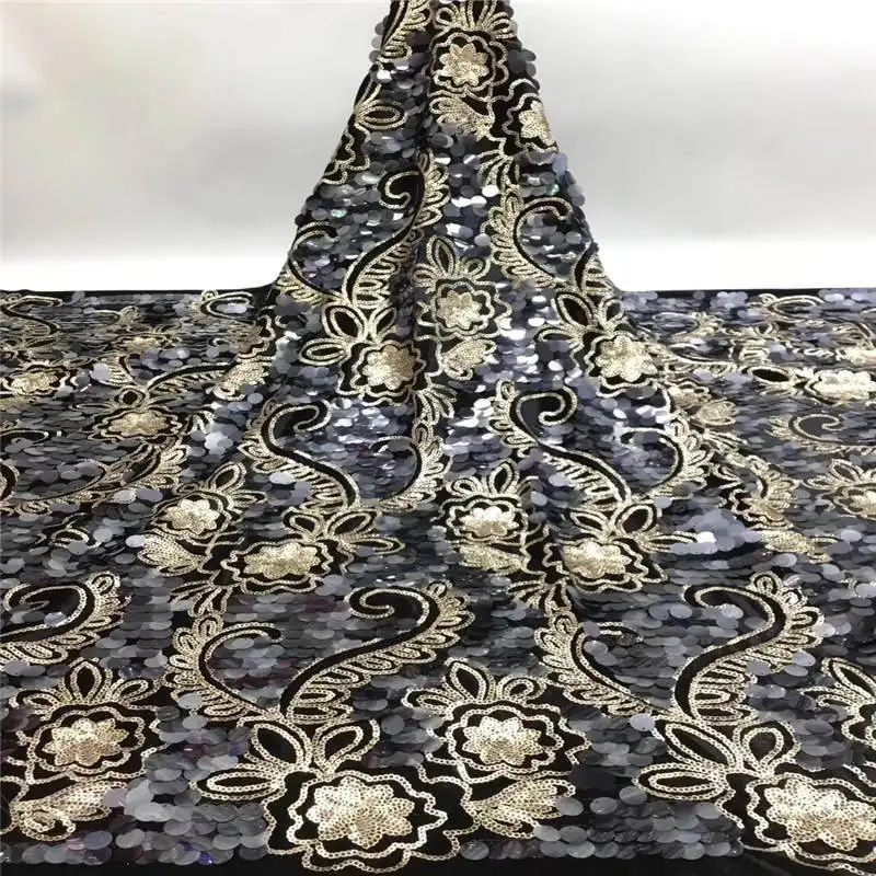 Французская кружевная ткань с хорошей эластичностью серебряная африканская Тюлевая высокого качества