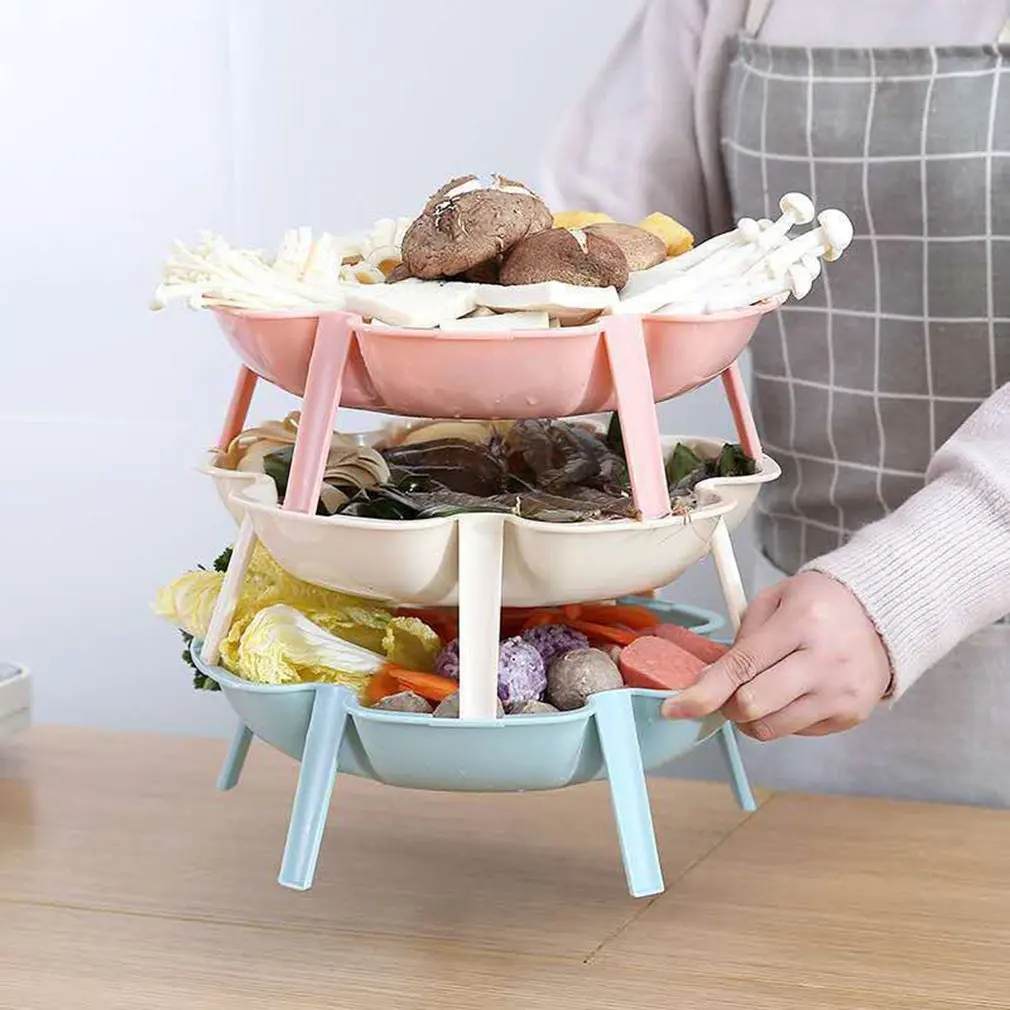 1 шт. блюдо для овощей фруктов мяса в форме цветка штабелируемые блюда горячий