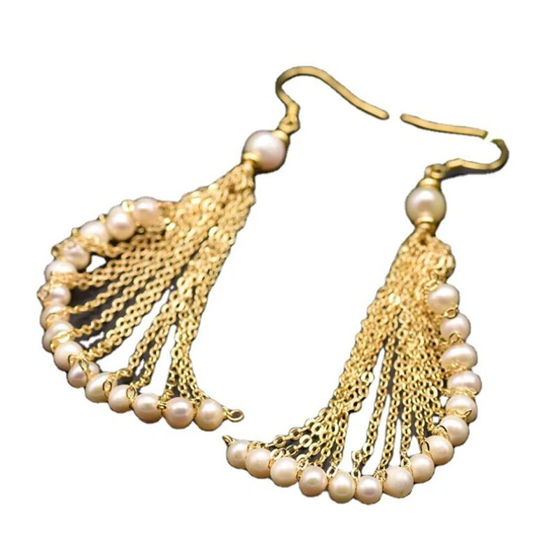 

Natural Fresh Water Pearls Long Tassel Drop Earrings for Women Girl Gift Minimalist Pendientes Handmade Luxury Fashion Jewelry