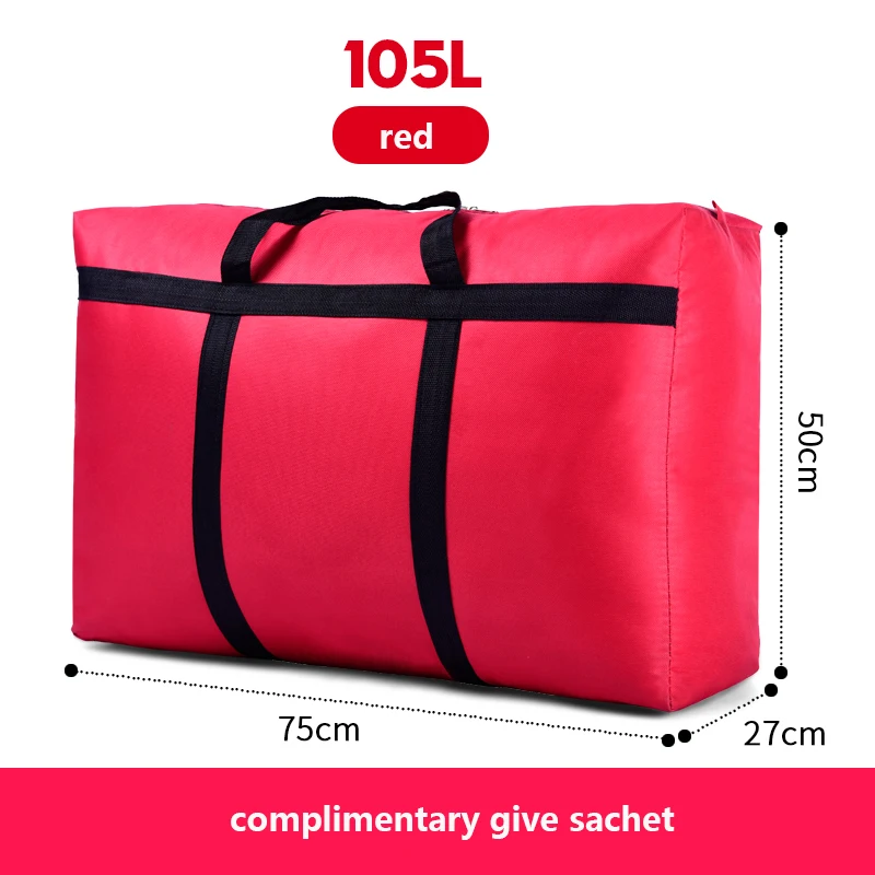 Red 105L Дорожная сумка, холщовая, переносная, для женщин, для выезда за границу, сумка для багажа, большая вместительность, 40L-180L, большая, переносная, для дома, сумка для хранения, очень большая - Цвет: Red 105L