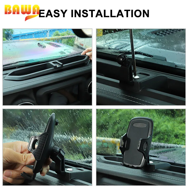 bawa car phone holder for jeep wrangler jl 2018 2019 2020 2021 car cell phone support accessories interior parts for wrangler jl free global shipping